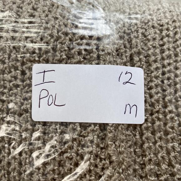 POL Sweater Womens Medium Taupe Double V Neck Oversized Slouchy Chunky Open Knit - Picture 14 of 14